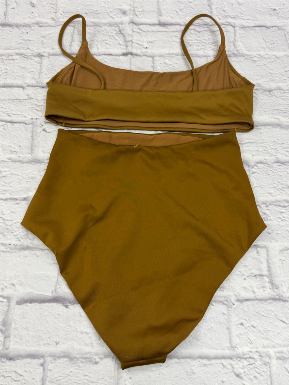 Left On Friday High Waist Bikini Brown Sz M EUC Swim Pool Beach Capsule Minimal - Picture 11 of 17